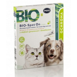 PESS BIO Spot On kropelki z olejkami naturalnymi małe koty i psy 4x1g